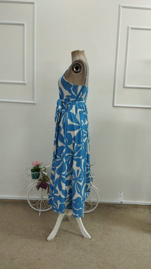 Rochie lungă Supreme cu imprimeu, decolteu în V, cu bretele și curea, pentru femei, 33597