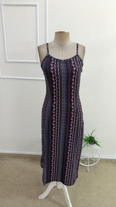 Rochie midi Supreme pentru femei, cu bretele, decolteu în V larg, model și crăpături, 33822