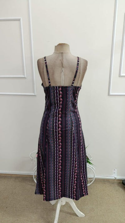 Rochie midi Supreme pentru femei, cu bretele, decolteu în V larg, model și crăpături, 33822