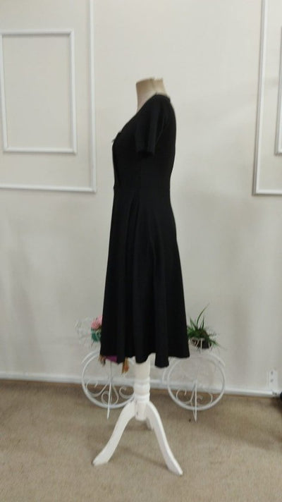 Rochie midi din crap pentru femei cu mâneci scurți, gât asimetric, 37553
