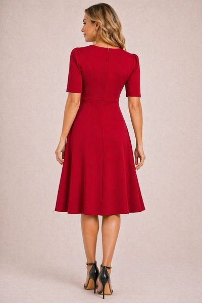 Rochie midi din crap pentru femei cu mâneci scurți, gât asimetric, 37554