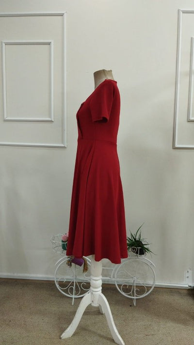 Rochie midi din crap pentru femei cu mâneci scurți, gât asimetric, 37554