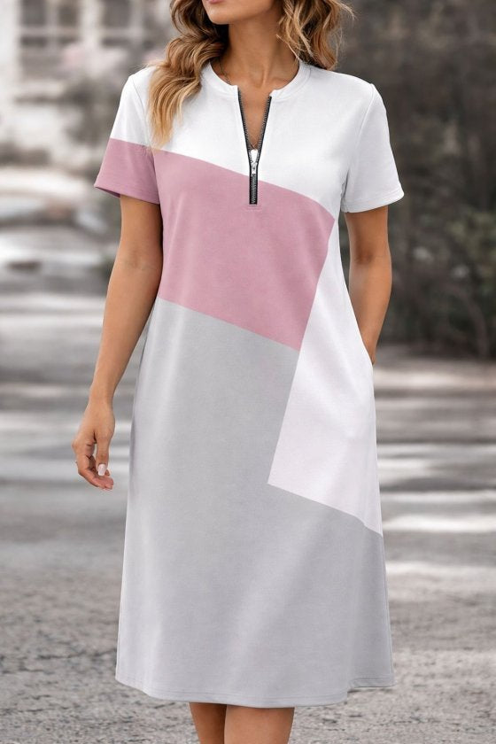 Rochie scurtă Supreme pentru femei, cu mânecă scurtă, fermoar și model, 33889