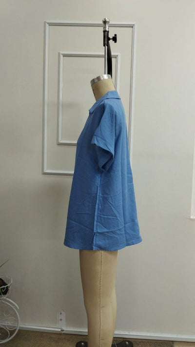 Women's Short Sleeve Collared Woven Viscose Blouse, 33965