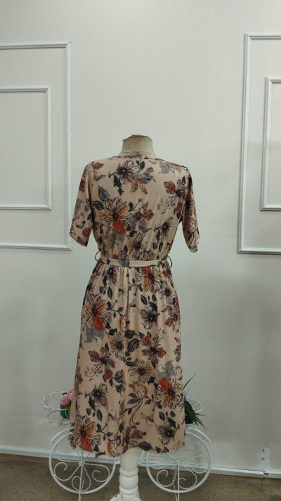 Rochie midi Supreme pentru femei, cu mânecă scurtă, decolteu înfășurat, cu noduri laterale și model, 33968