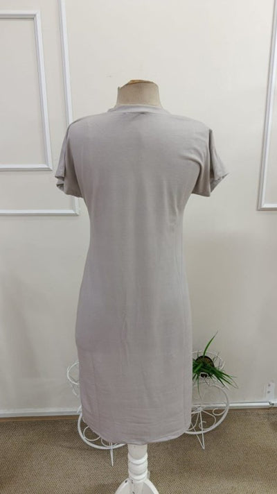 Rochie midi din viscoză cu mânecă scurtă, guler rotund, imprimeu cu pisici, 34021