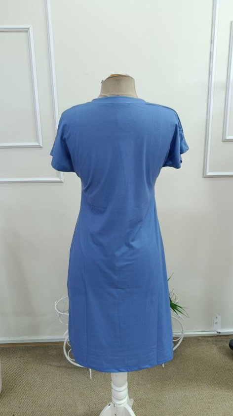Short Sleeve Crew Neck Cat Print Viscose Midi Dress, 34022