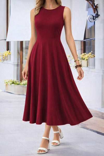 Rochie midi evazată din viscoză, cu guler tip barcă, cu umerii goi, pentru femei, 34034