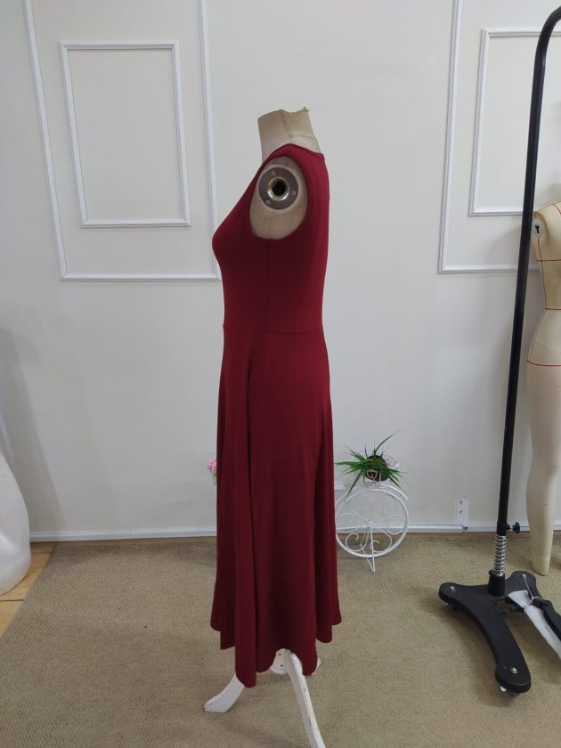 Rochie midi evazată din viscoză, cu guler tip barcă, cu umerii goi, pentru femei, 34034
