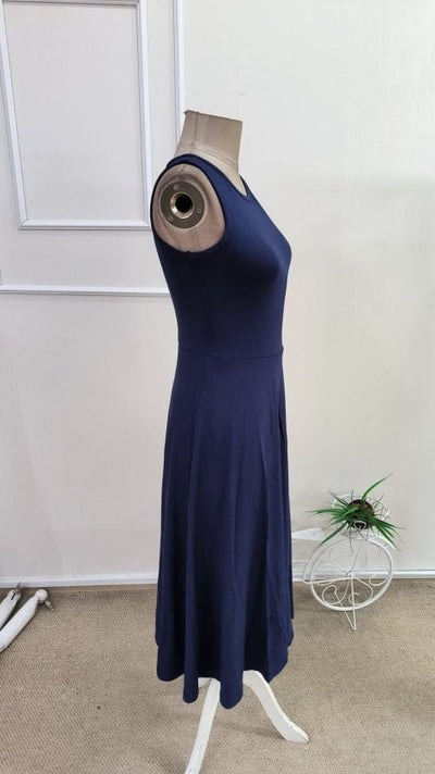 Women's Off-Shoulder Boat Neck Flared Midi Viscose Dress, 34035