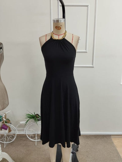 Rochie midi din viscoză pentru femei, cu umeri goi și detaliu cu lanț la gât, 34047