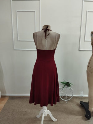 Rochie midi din viscoză pentru femei, cu umeri goi și detaliu cu lanț la gât, 34048