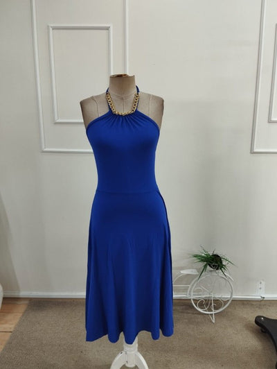 Rochie midi din viscoză pentru femei, cu umeri goi și detaliu cu lanț la gât, 34049