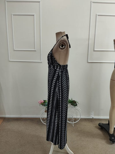 Women's Spaghetti Strap Crossover Neck Long Patterned Supreme Dress, 34173