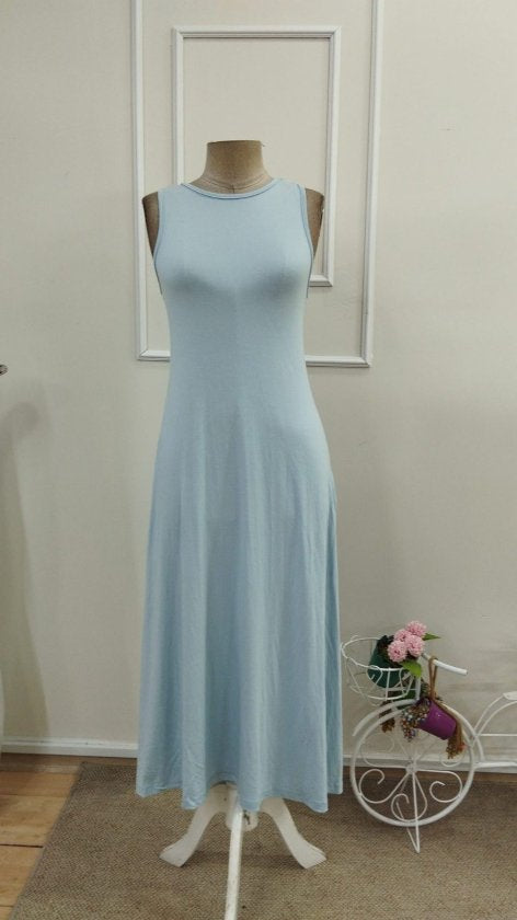 Women's Off-the-Shoulder Back Buckle Detail Slit Long Viscose Dress, 34186