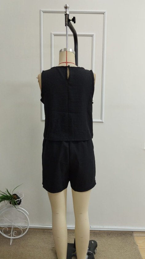 Kadın Kolsuz Bisiklet Yakalı Kısa Bluz Ve Short Ikili Takım , 34196