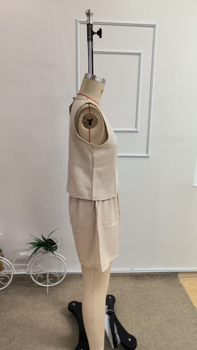 Kadın Kolsuz Bisiklet Yakalı Kısa Bluz Ve Short Ikili Takım , 34198