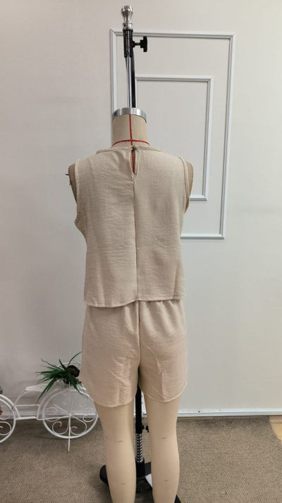 Kadın Kolsuz Bisiklet Yakalı Kısa Bluz Ve Short Ikili Takım , 34198