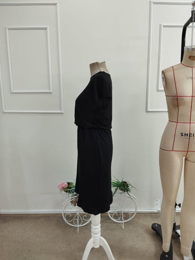 Kadın Kısa Kollu Bisiklet Yaka Kısa Viskon Iki Iplik Elbise , 34210