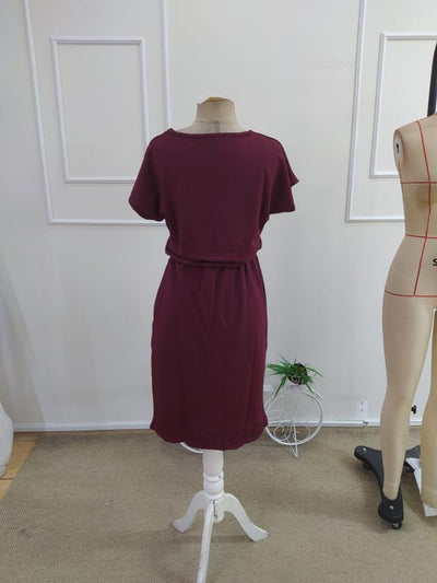Women's Short Sleeve Crew Neck Short Viscose Double Yarn Dress, 34212