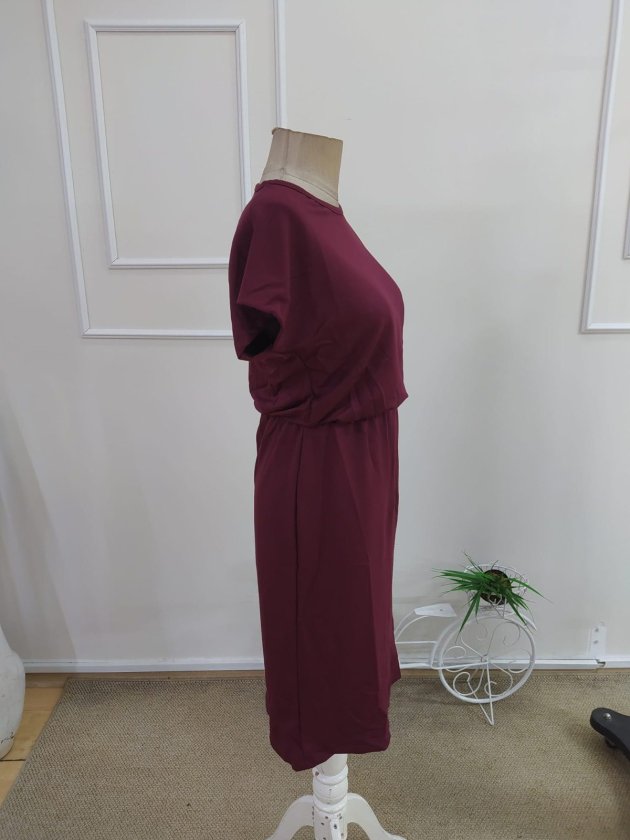 Women's Short Sleeve Crew Neck Short Viscose Double Yarn Dress, 34212