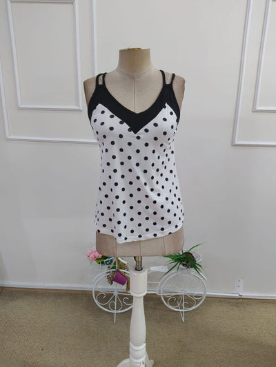 Women's Strappy V-Neck Polka Dot Sandy Blouse, 34246