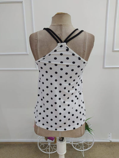 Women's Strappy V-Neck Polka Dot Sandy Blouse, 34246