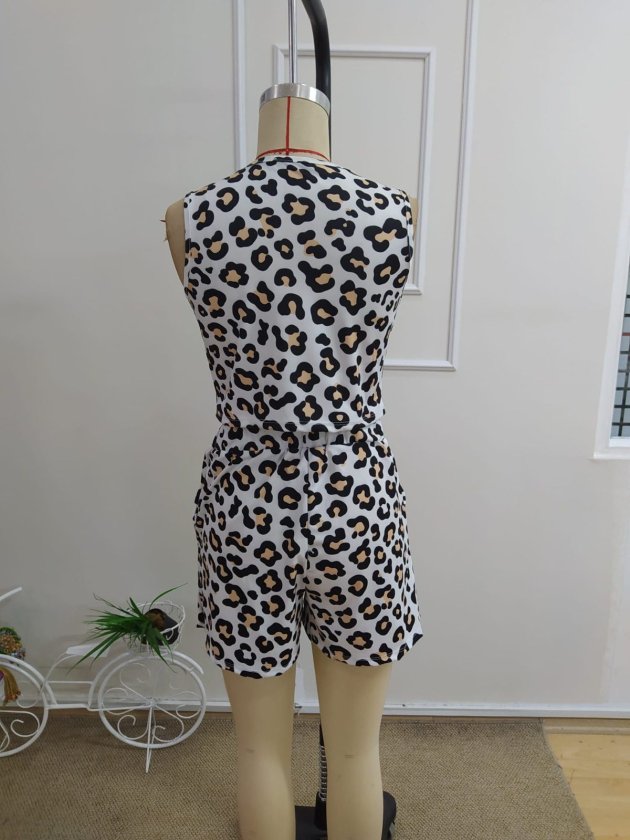 Set de două piese pentru femei, bluză scurtă și pantaloni scurți, cu guler rotund, model Scuba, cu umeri goi, 34267