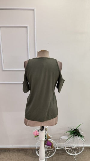Kadın Omuzlardan Açık V Yakalı Viskon Bluz, 34281