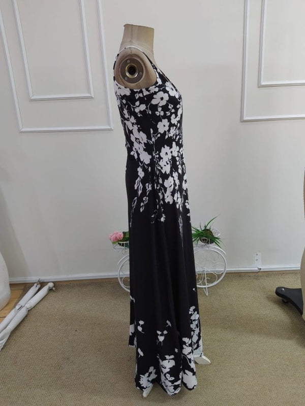 Rochie lungă Supreme pentru femei, cu bretele, decolteu în V și imprimeu, 34288