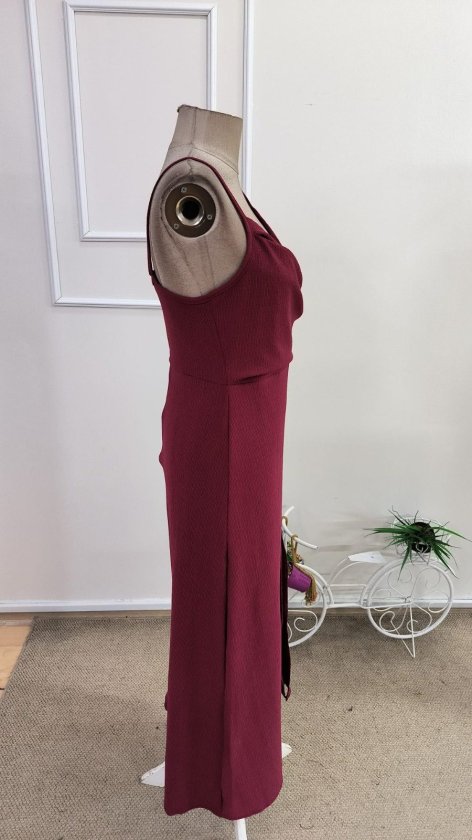 Rochie midi pentru femei, cu decolteu înfășurat și bretele, cu crăpături laterale, 34299