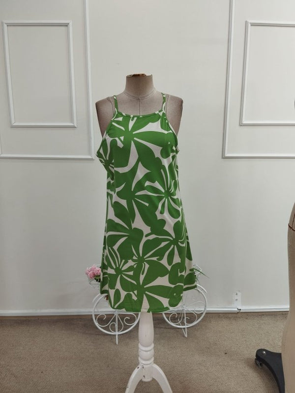 Rochie scurtă cu imprimeu, cu guler halter și umeri goi pentru femei, Supreme, 34300