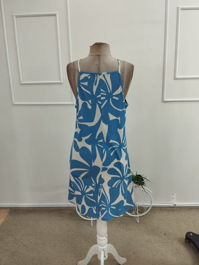 Women's Open Shoulder Halter Neck Cutout Cropped Patterned Supreme Dress, 34301