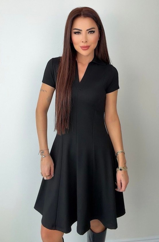Rochie scurtă din modal pentru femei, cu mânecă scurtă și decolteu în V, 34304