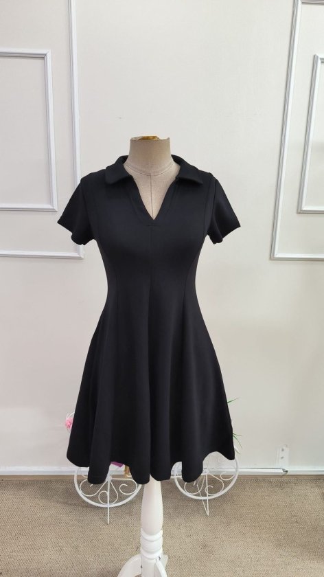 Rochie scurtă din modal pentru femei, cu mânecă scurtă și decolteu în V, 34304