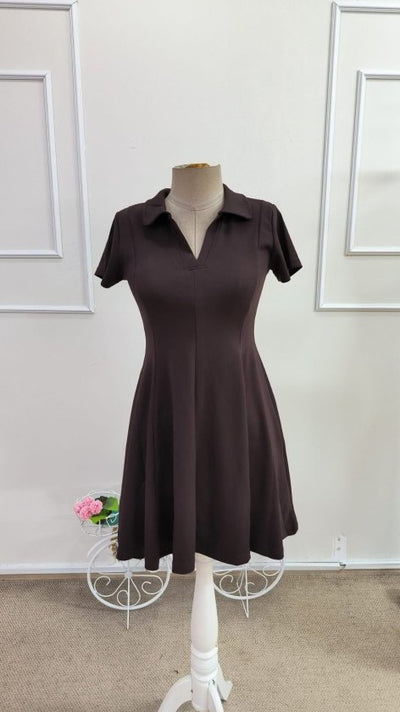 Rochie scurtă din modal pentru femei, cu mânecă scurtă și decolteu în V, 34305