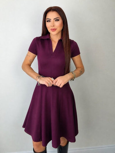 Rochie scurtă din modal pentru femei, cu mânecă scurtă și decolteu în V, 34306