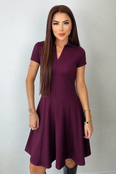Rochie scurtă din modal pentru femei, cu mânecă scurtă și decolteu în V, 34306