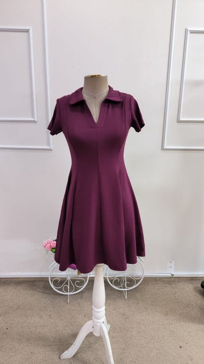 Rochie scurtă din modal pentru femei, cu mânecă scurtă și decolteu în V, 34306