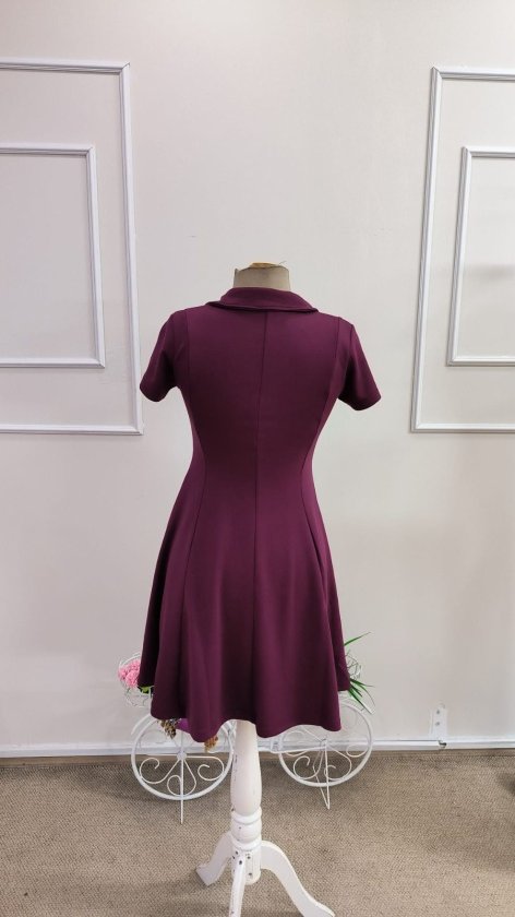 Rochie scurtă din modal pentru femei, cu mânecă scurtă și decolteu în V, 34306
