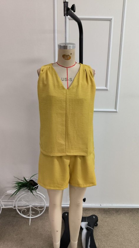 Kadın Kısa Kollu V Yakalı Bluz Ve Kısa Short Ikili Takım, 34316
