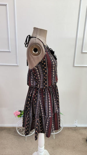 Rochie scurtă Supreme pentru femei, cu imprimeu, bretele, decolteu în V, cu curea, 34318