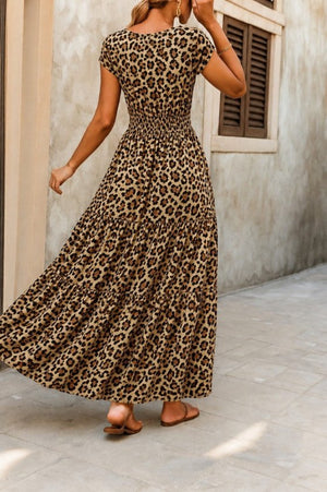 Rochie maxi Supreme pentru femei, cu mânecă scurtă, decolteu înfășurat și talie elastică, 34755