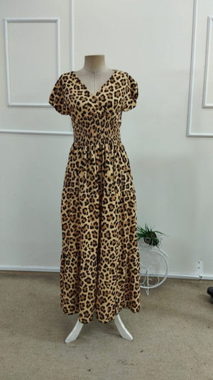 Rochie maxi Supreme pentru femei, cu mânecă scurtă, decolteu înfășurat și talie elastică, 34755