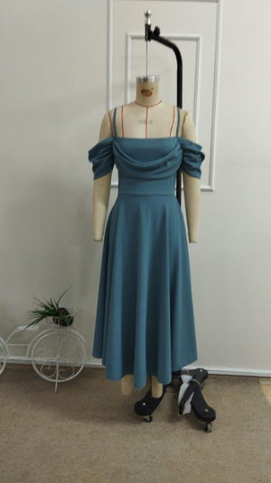 Rochie lungă, evazată, din crep importat, cu bretele, cu umerii goi, cu decolteu în formă de inimă, pentru femei, 34403