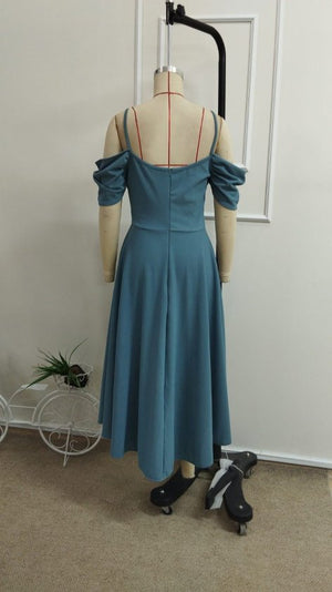 Rochie lungă, evazată, din crep importat, cu bretele, cu umerii goi, cu decolteu în formă de inimă, pentru femei, 34403