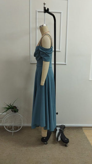 Rochie lungă, evazată, din crep importat, cu bretele, cu umerii goi, cu decolteu în formă de inimă, pentru femei, 34403