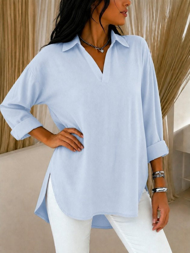 Women's Three-Quarter Sleeve Collared Button-Front Shirt, 34412