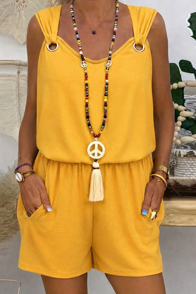 Bluză fără mâneci cu decolteu în V și pantaloni scurți Aerobin pentru femei, 34414