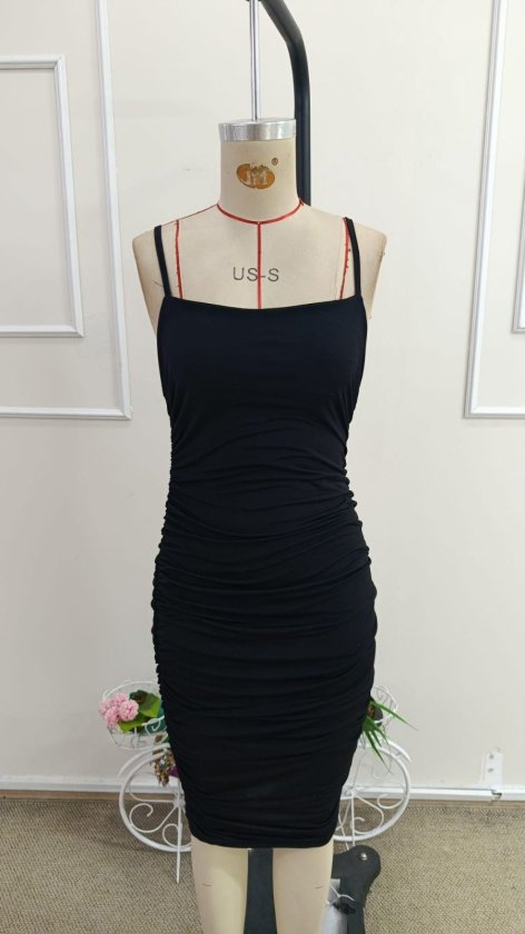 Rochie midi cu guler rotund și bretele pentru femei, culoare nisip, 34458